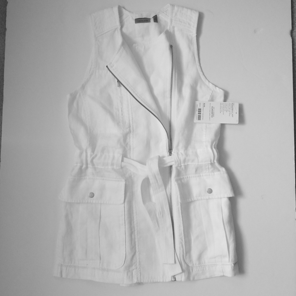 NWT ATHLETA Linen Vest - White XXS 00 0
